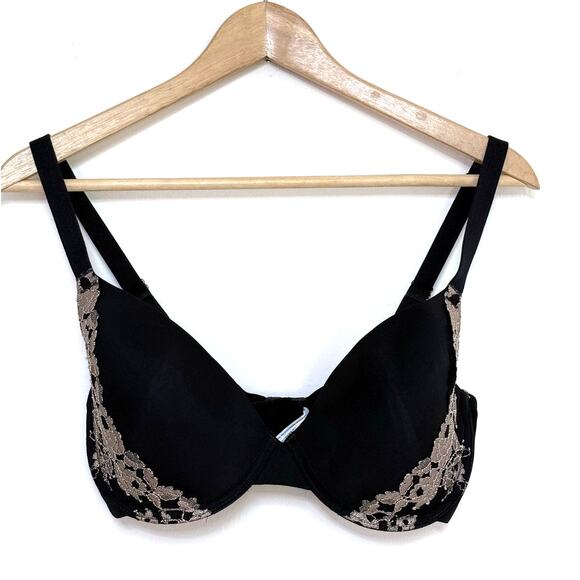 WACOAL black gold Opulence gold lace seamless bra 32dd - Picture 1 of 6